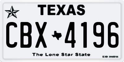 TX license plate CBX4196