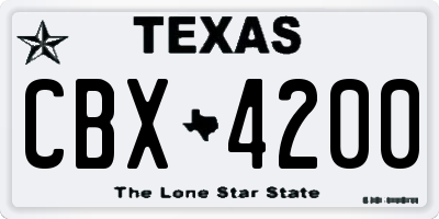 TX license plate CBX4200