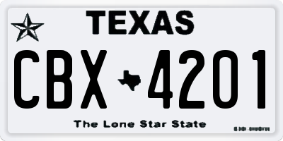 TX license plate CBX4201