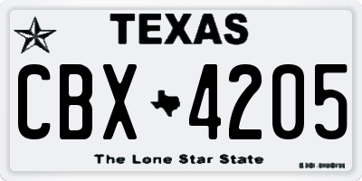 TX license plate CBX4205