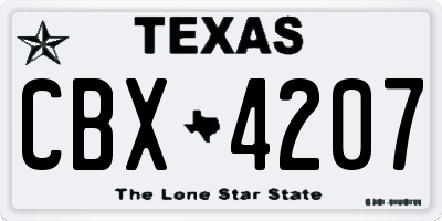 TX license plate CBX4207