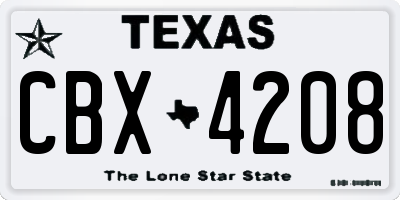TX license plate CBX4208