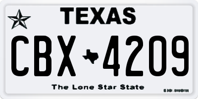 TX license plate CBX4209