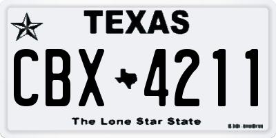 TX license plate CBX4211