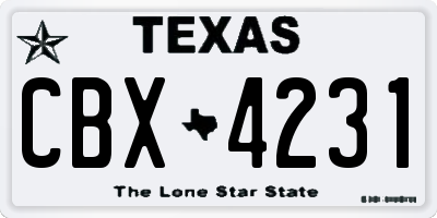 TX license plate CBX4231