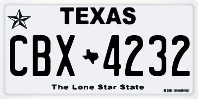 TX license plate CBX4232
