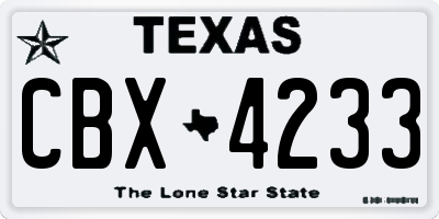 TX license plate CBX4233