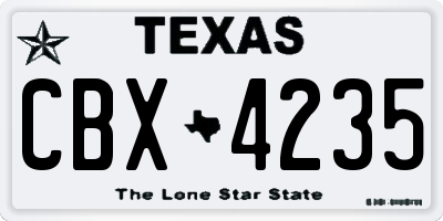 TX license plate CBX4235