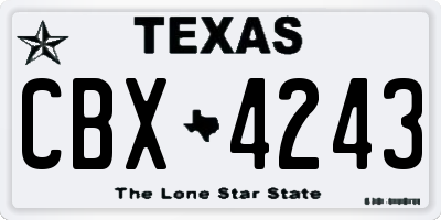 TX license plate CBX4243