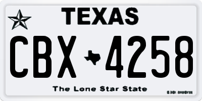 TX license plate CBX4258