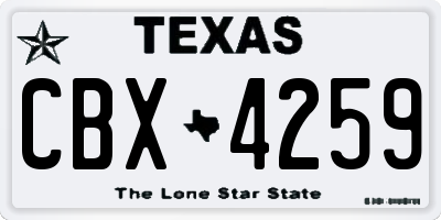 TX license plate CBX4259