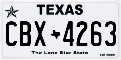 TX license plate CBX4263