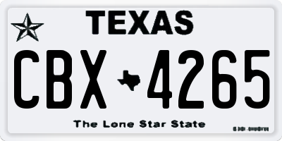 TX license plate CBX4265