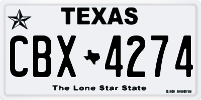 TX license plate CBX4274