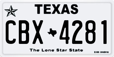 TX license plate CBX4281