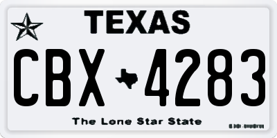 TX license plate CBX4283