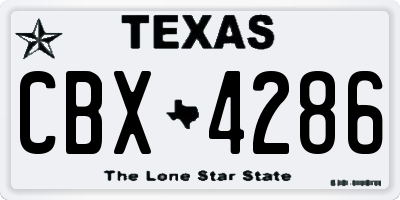 TX license plate CBX4286