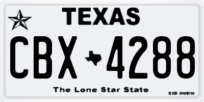TX license plate CBX4288