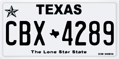 TX license plate CBX4289