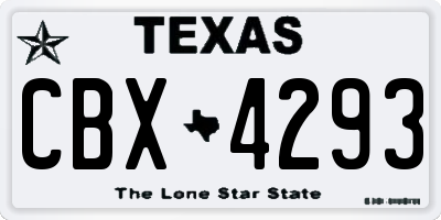 TX license plate CBX4293