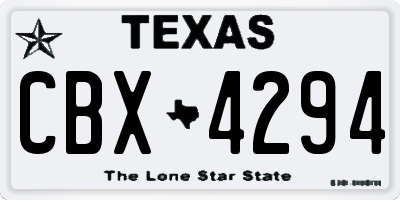 TX license plate CBX4294