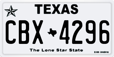 TX license plate CBX4296