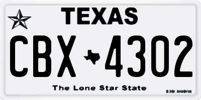 TX license plate CBX4302