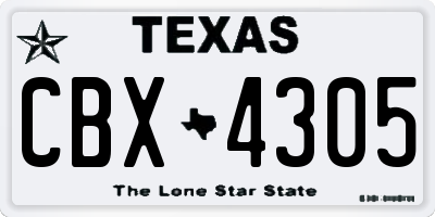 TX license plate CBX4305