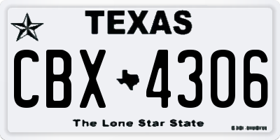 TX license plate CBX4306