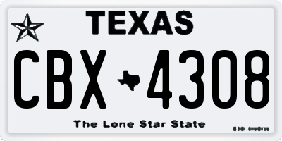 TX license plate CBX4308