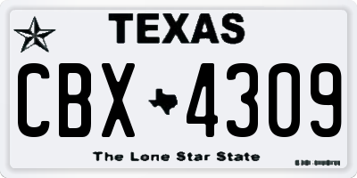 TX license plate CBX4309