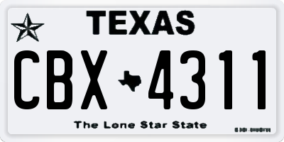 TX license plate CBX4311