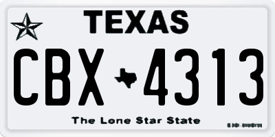 TX license plate CBX4313