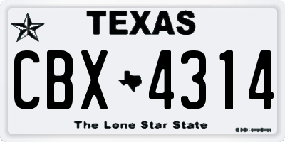 TX license plate CBX4314