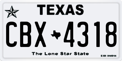 TX license plate CBX4318