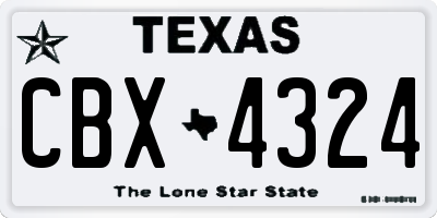 TX license plate CBX4324