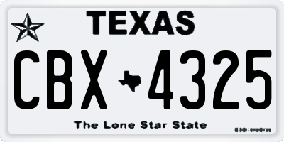 TX license plate CBX4325