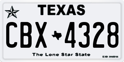 TX license plate CBX4328