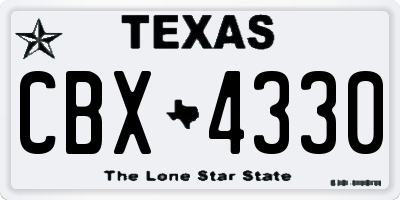 TX license plate CBX4330