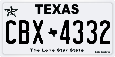 TX license plate CBX4332