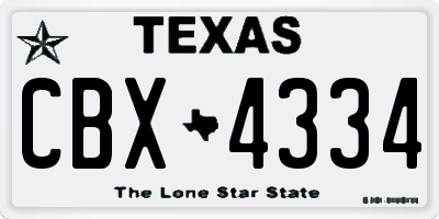 TX license plate CBX4334
