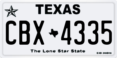TX license plate CBX4335