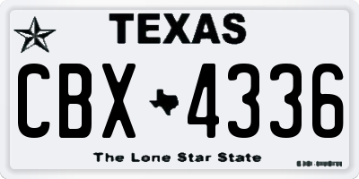 TX license plate CBX4336