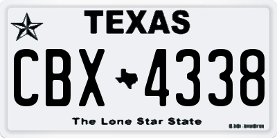 TX license plate CBX4338