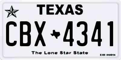 TX license plate CBX4341