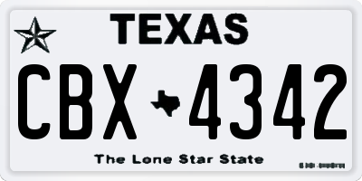 TX license plate CBX4342