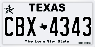 TX license plate CBX4343