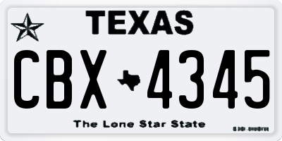 TX license plate CBX4345