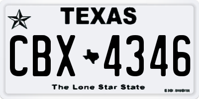 TX license plate CBX4346