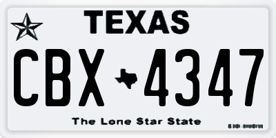 TX license plate CBX4347